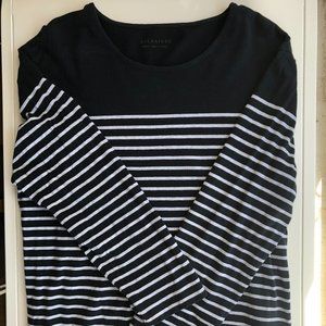 All Saints Striped 3/4 Sleeve Shirt M Small